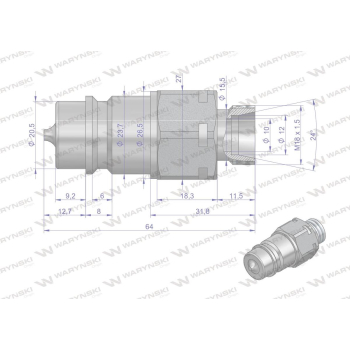 Szybkozłącze hydrauliczne wtyczka M18x1.5 gwint zewnętrzny EURO (9100818W) (ISO 7241-A) Waryński (opakowanie 100szt)