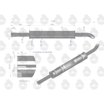 Tłumik 1128mm 3029104M1 4.8kg MF3 C-3603P EMALIA ORYGINAŁ URSUS-30824