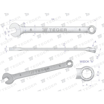 Klucz płasko-oczkowy 6 mm / TEGER-31222