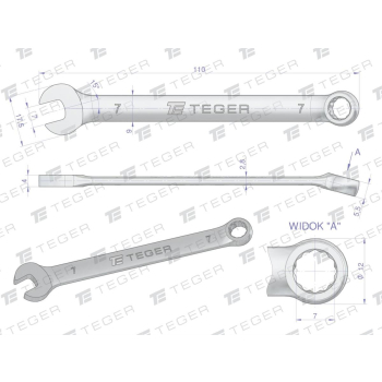 Klucz płasko-oczkowy 7 mm / TEGER-31225