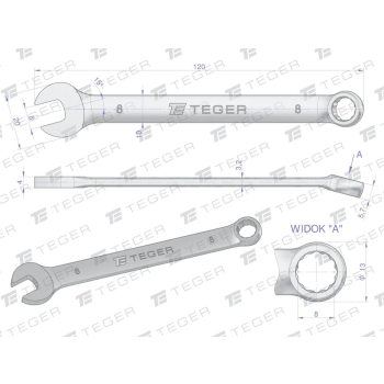 Klucz płasko-oczkowy 8 mm / TEGER-31228