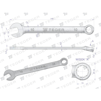 Klucz płasko-oczkowy 10 mm / TEGER-31234