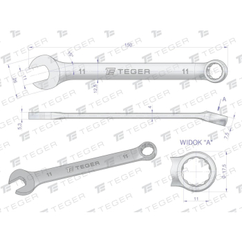 Klucz płasko-oczkowy 11 mm / TEGER-31237