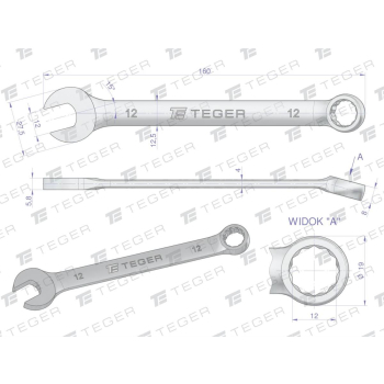 Klucz płasko-oczkowy 12 mm / TEGER-31240