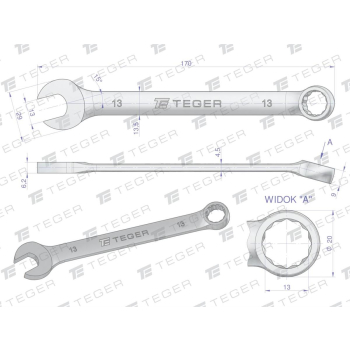 Klucz płasko-oczkowy 13 mm / TEGER-31243