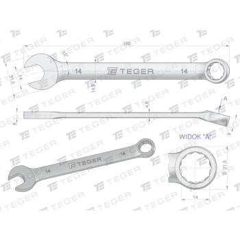Klucz płasko-oczkowy 14 mm / TEGER-31246