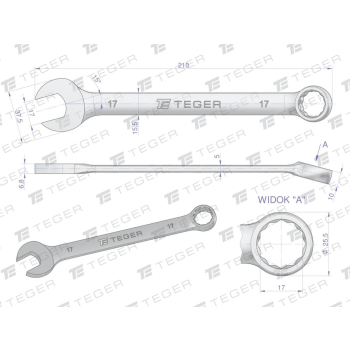 Klucz płasko-oczkowy 17 mm / TEGER-31255
