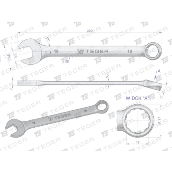 Klucz płasko-oczkowy 18 mm / TEGER-31258