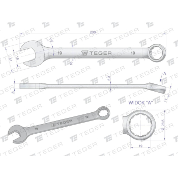 Klucz płasko-oczkowy 19 mm / TEGER-31261