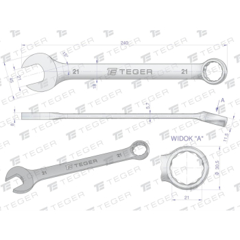 Klucz płasko-oczkowy 21 mm / TEGER-31267