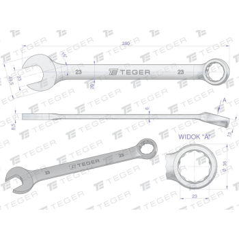 Klucz płasko-oczkowy 23 mm / TEGER-31273