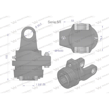 Sprzęgło na kołek wału Seria 5R 2200Nm - 30x80 - 1 3/8 Z6 WARYŃSKI-31530