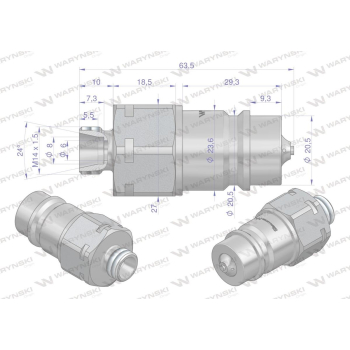 Szybkozłącze hydrauliczne wtyczka M14x1.5 gwint zewnętrzny EURO (ISO 7241-A) z eliminatorem ciśnienia Waryński-3163
