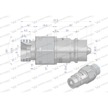 Szybkozłącze hydrauliczne wtyczka G1/2