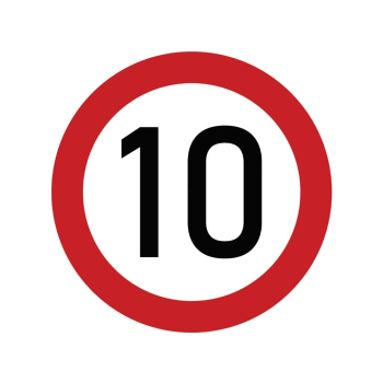 Naklejka laminowana limit prędkości 10 km/h- czerwona obwódka