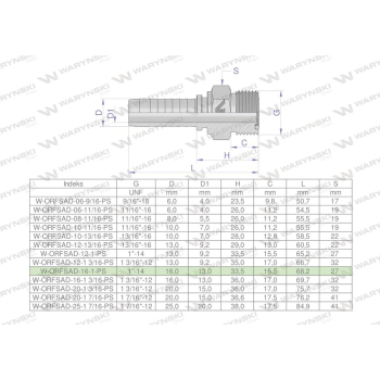 Zakucie hydrauliczne ORFSAD DN16 1