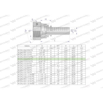 Zakucie hydrauliczne DKJ DN08 9/16