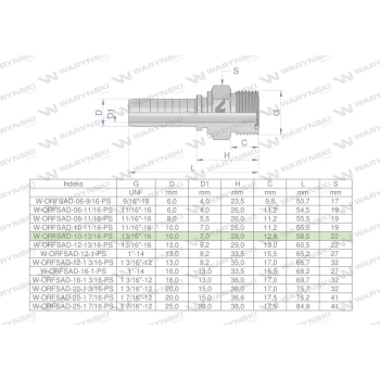Zakucie hydrauliczne ORFSAD DN10 13/16