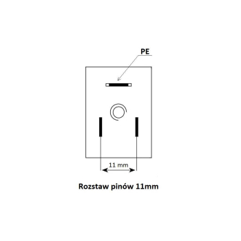 Wtyczka elektryczna wąska 3-pin (2+PE) rozstaw styków 11mm. PG9-33180