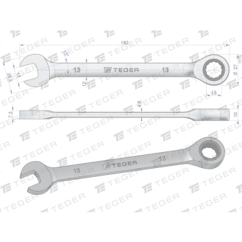 Klucz płasko-oczkowy z grzechotką 13 mm / TEGER-33260
