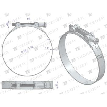 Opaska zaciskowa GBS 52-55  szerkość 22mm TEGER-34719
