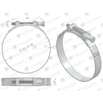 Opaska zaciskowa GBS 140-148  szerkość 26mm TEGER-34761