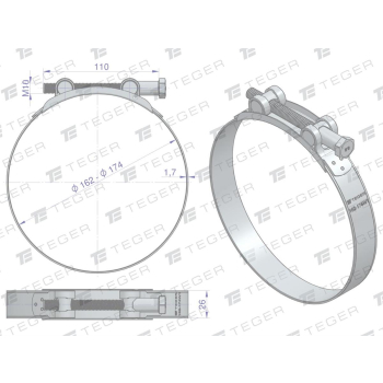 Opaska zaciskowa GBS 162-174  szerkość 26mm TEGER-34767