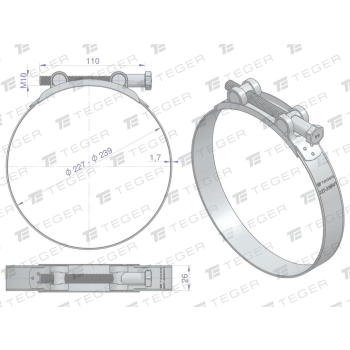Opaska zaciskowa GBS 227-239  szerkość 26mm TEGER-34782