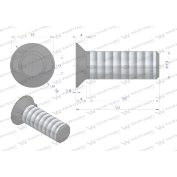 Śruba płużna dwunoskowa M10x30 mm kl.10.9 zastosowanie Gruber Waryński-35005