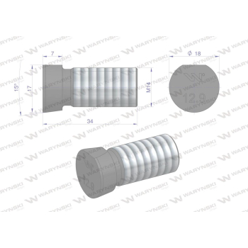 Śruba płużna oval z jednej strony ścięta M14x34 mm kl.12.9 zastosowanie Kverneland Waryński M14X34OV1-35013