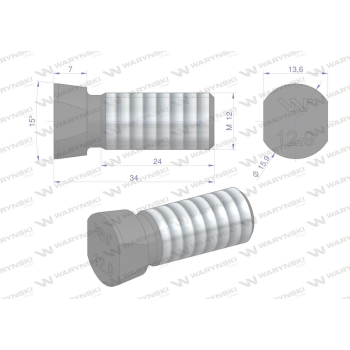 Śruba płużna oval z dwóch stron ścięta M12x34 mm kl.12.9 zastosowanie Kverneland Waryński M12X34OV2KV-35036