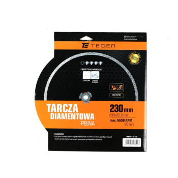 Tarcza diamentowa do cięcia na mokro pełna 230x22.23 mm TEGER-35249