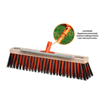 Szczotka do prac porządkowych PREMIUM - ulicówka 55x400 mm - ze skrobakiem (mocowanie Click) / TEGER-35781
