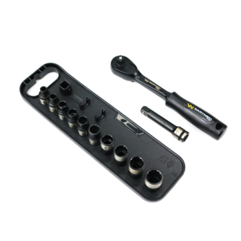 Zestaw 12 el. nasadki 3/8  przedłużka 7.5 cm grzechotka  6 7 8 9 10 11 12 13 14 15 Waryński-35860