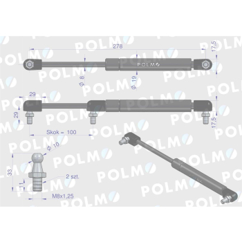 Siłownik dachu 53369911 pasuje do Zetora Proxima Forterra POLMO-35943
