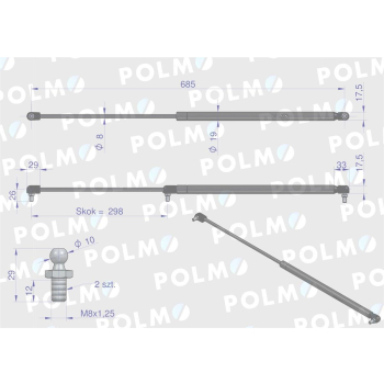 Siłownik dachu 53369912 pasuje do Zetora Proxima Forterra POLMO-35949