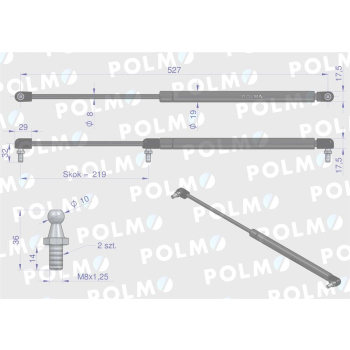 Siłownik dachu 10368918 pasuje do Zetora Proxima Forterra POLMO-35951
