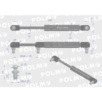 Siłownik dachu 64014593 pasuje do Ursus C-385 i Massey Ferguson  POLMO-35955