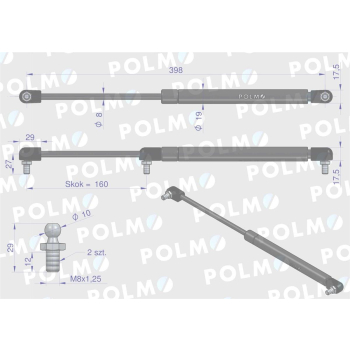 Siłownik dachu 88368200 pasuje do Ursus C-385  POLMO-35959