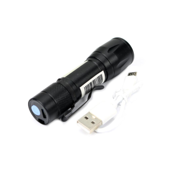 Latarka uniwersalna LED COB 200 lm ładowana USB sprzedawana po 12 szt w kartoniku ekspozycyjnym Teger-36075