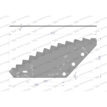 Nóż paszowozu uniwersalny otwór 22 mm Waryński-36453