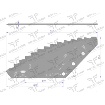 Nóż paszowozu uniwersalny otwór 19.5 mm Standard ROYAL FARM-36475