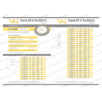 Koło zębate hartowane tarcza 08B-1 (R1 1/2) Z-23 Waryński-37129