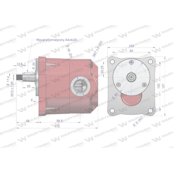 Pompa hydrauliczna zębata do Bizon Z-050 stary typ PZS-KP-25 (obroty lewe) 16Mpa w korpusie żeliwnym Waryński-37535