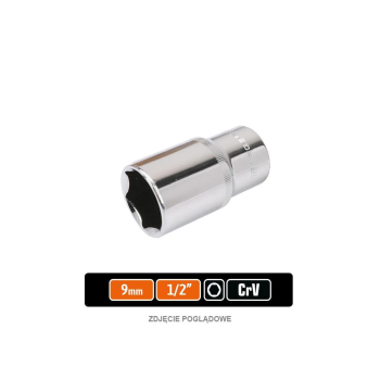 Klucz nasadowy 1/2" sześciokątny długi 9 mm, CR-V, Teger