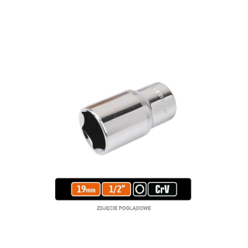 Klucz nasadowy 1/2" sześciokątny długi 19 mm, CR-V, Teger