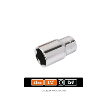Klucz nasadowy 1/2" sześciokątny długi 21 mm, CR-V, Teger