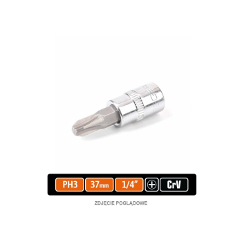 Klucz nasadowy 1/4" z bitem PH 3x37 mm, S2/CR-V, Teger