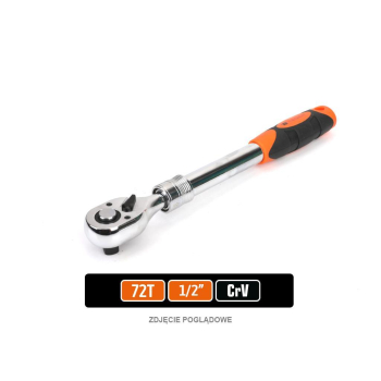 Grzechotka teleskopowa 1/2" 72T, CR-V, Teger