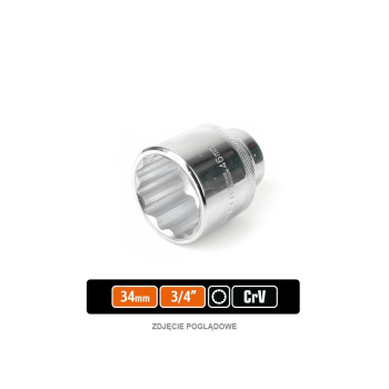 Klucz nasadowy 3/4" dwunastokątny 34 mm, CR-V, Teger